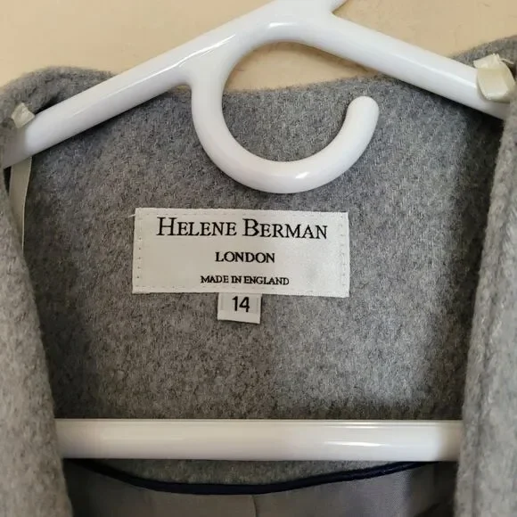 Helene Berman Womens Longline Over Coat Size 14 Gray Wool Blend Pockets Nwt - Picture 2 of 7